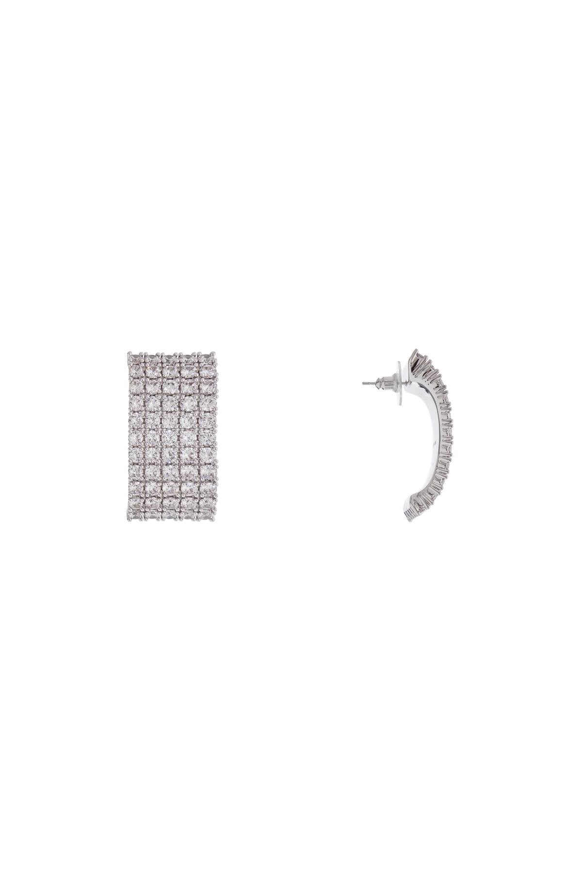 Self Portrait Rectangular Chain Earrings With Cubic Zirconia In Silver