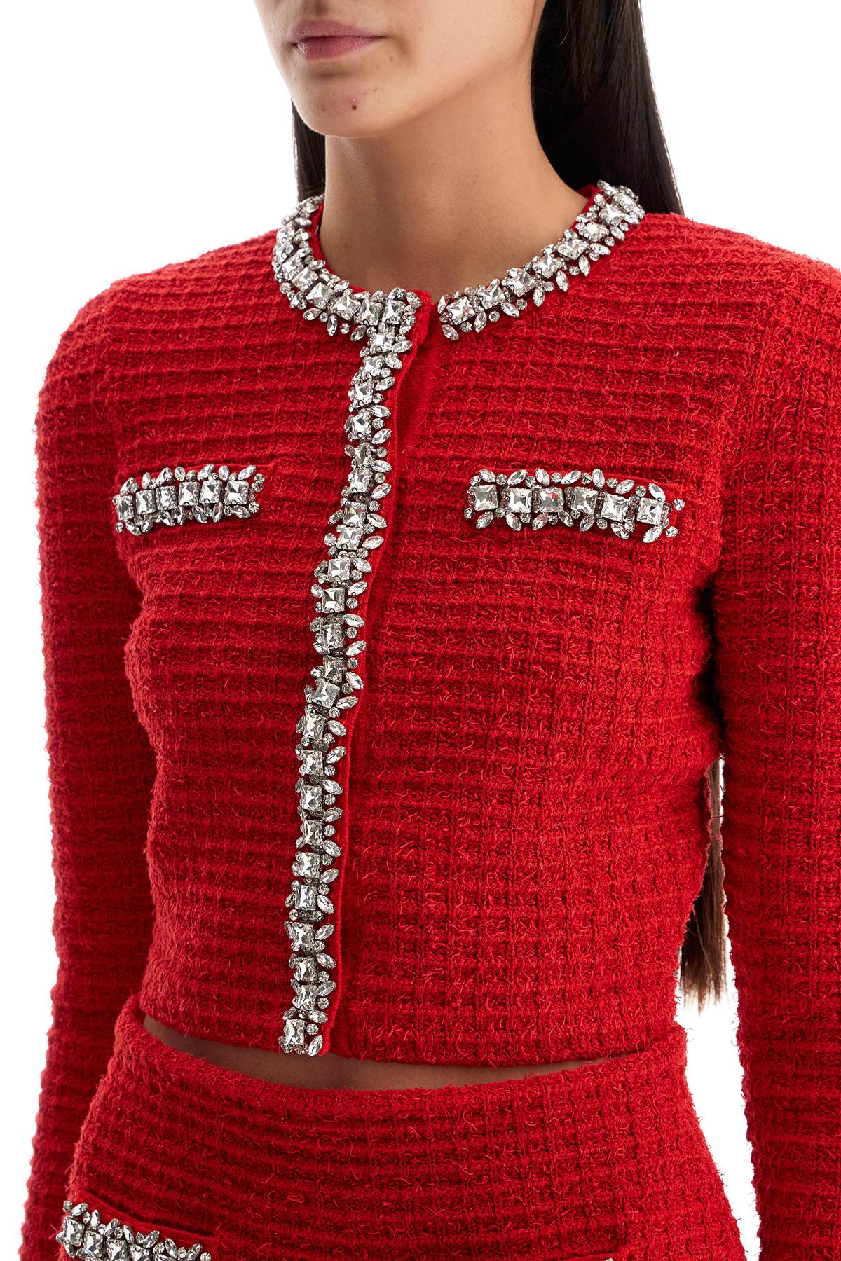 Self-Portrait Self Portrait Short Cardigan With Crystals