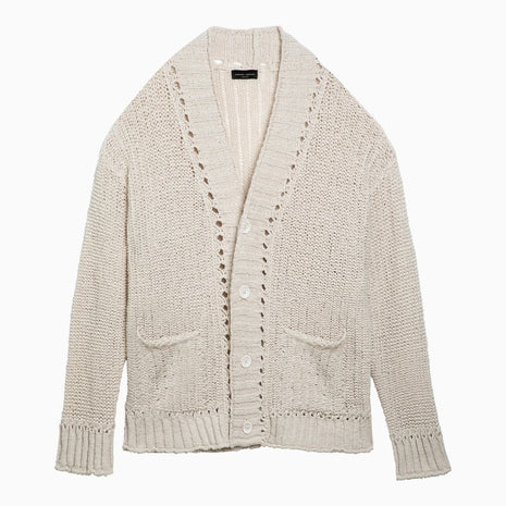 Roberto Collina White Perforated Cotton Cardigan