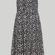 Reistor Ruched Strappy Mini Black Floral Dress