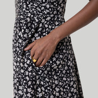 Reistor Ruched Strappy Mini Black Floral Dress