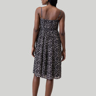 Reistor Ruched Strappy Mini Black Floral Dress