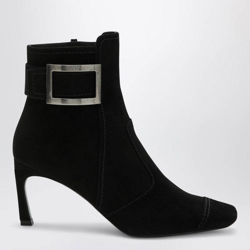 ROGER VIVIER Black Trompette Suede Ankle Boot