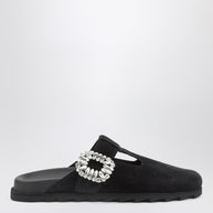 ROGER VIVIER Black Suede Mule Slidy Viv
