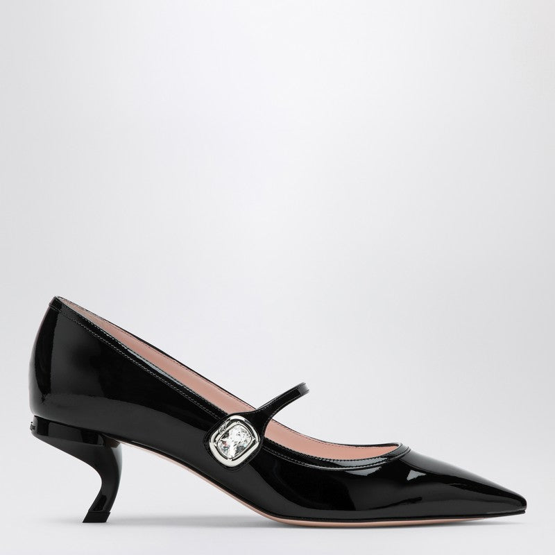 ROGER VIVIER Black Patent Leather Mary Jane Virgule Decolletés