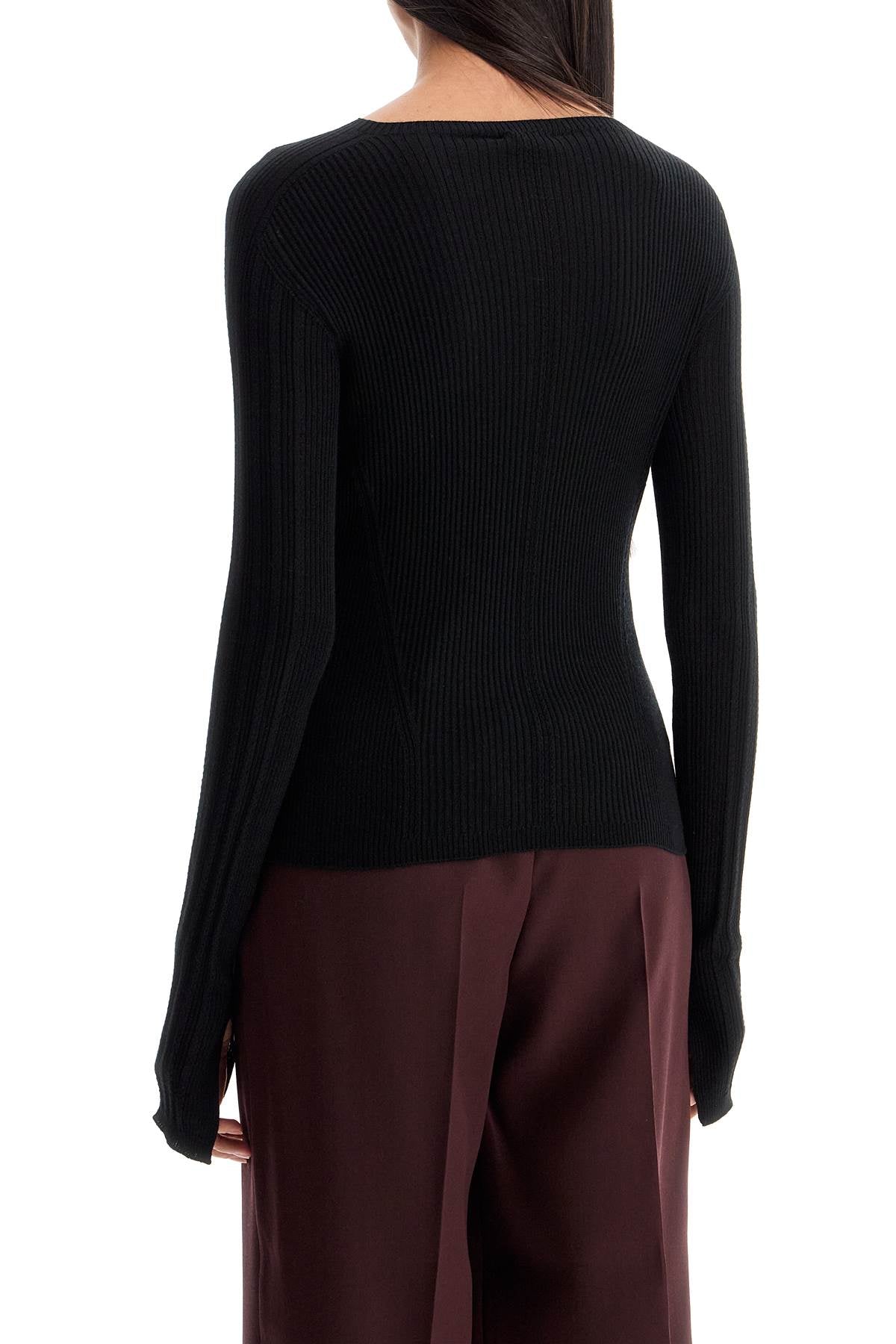 Lanvin Ribbed & Pointelle Detail Pullover Sweater