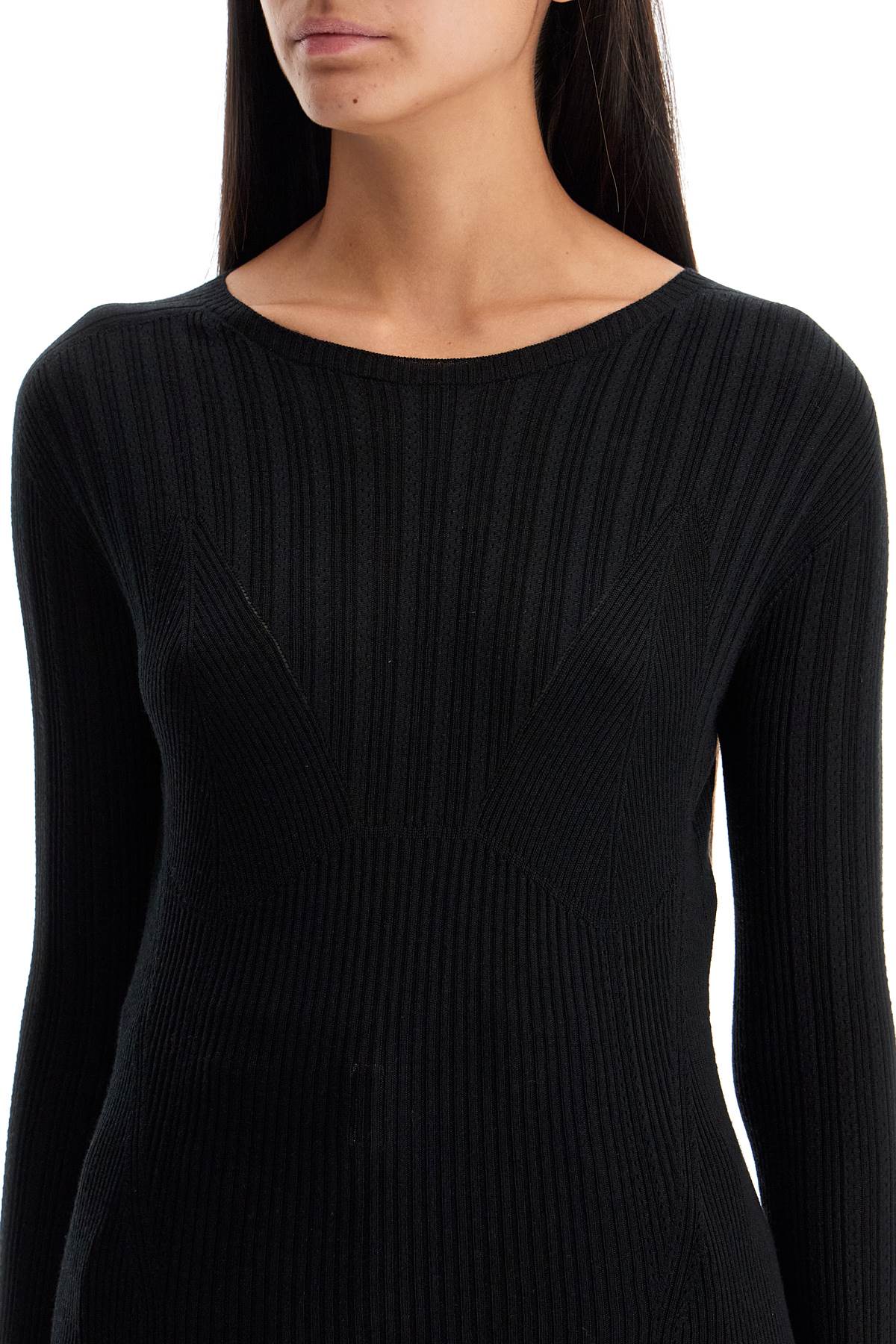 Lanvin Ribbed & Pointelle Detail Pullover Sweater