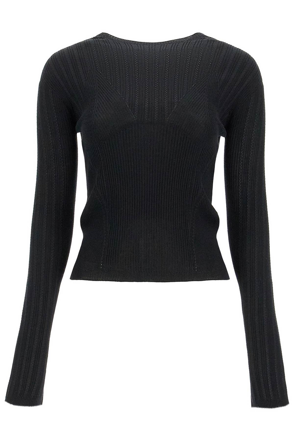 Lanvin Ribbed & Pointelle Detail Pullover Sweater