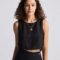 Reistor Boxy Crop Top in Black