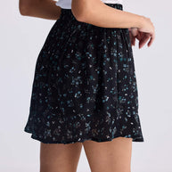 Reistor Drawstring Short Skirt in Dark Blue Florals
