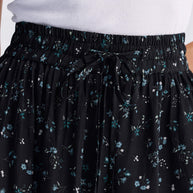 Reistor Drawstring Short Skirt in Dark Blue Florals