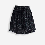 Reistor Drawstring Short Skirt in Dark Blue Florals