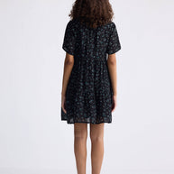 Reistor Floral Short Tiered Dress in Dark Blue