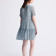 Reistor Floral Short Tiered dress in Light Blue