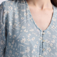 Reistor Floral Short Tiered dress in Light Blue