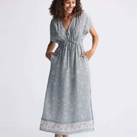 Reistor Gathered Maxi Dress in Sage Green