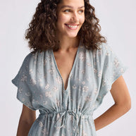 Reistor Gathered Maxi Dress in Sage Green