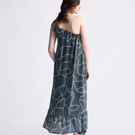 Reistor One Shoulder Maxi Dress in Abstract Stripes