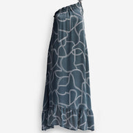 Reistor One Shoulder Maxi Dress in Abstract Stripes