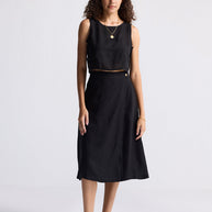 Reistor Overlap Midi Skirt in Black