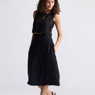 Reistor Overlap Midi Skirt in Black