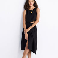 Reistor Overlap Midi Skirt in Black
