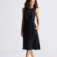 Reistor Overlap Midi Skirt in Black