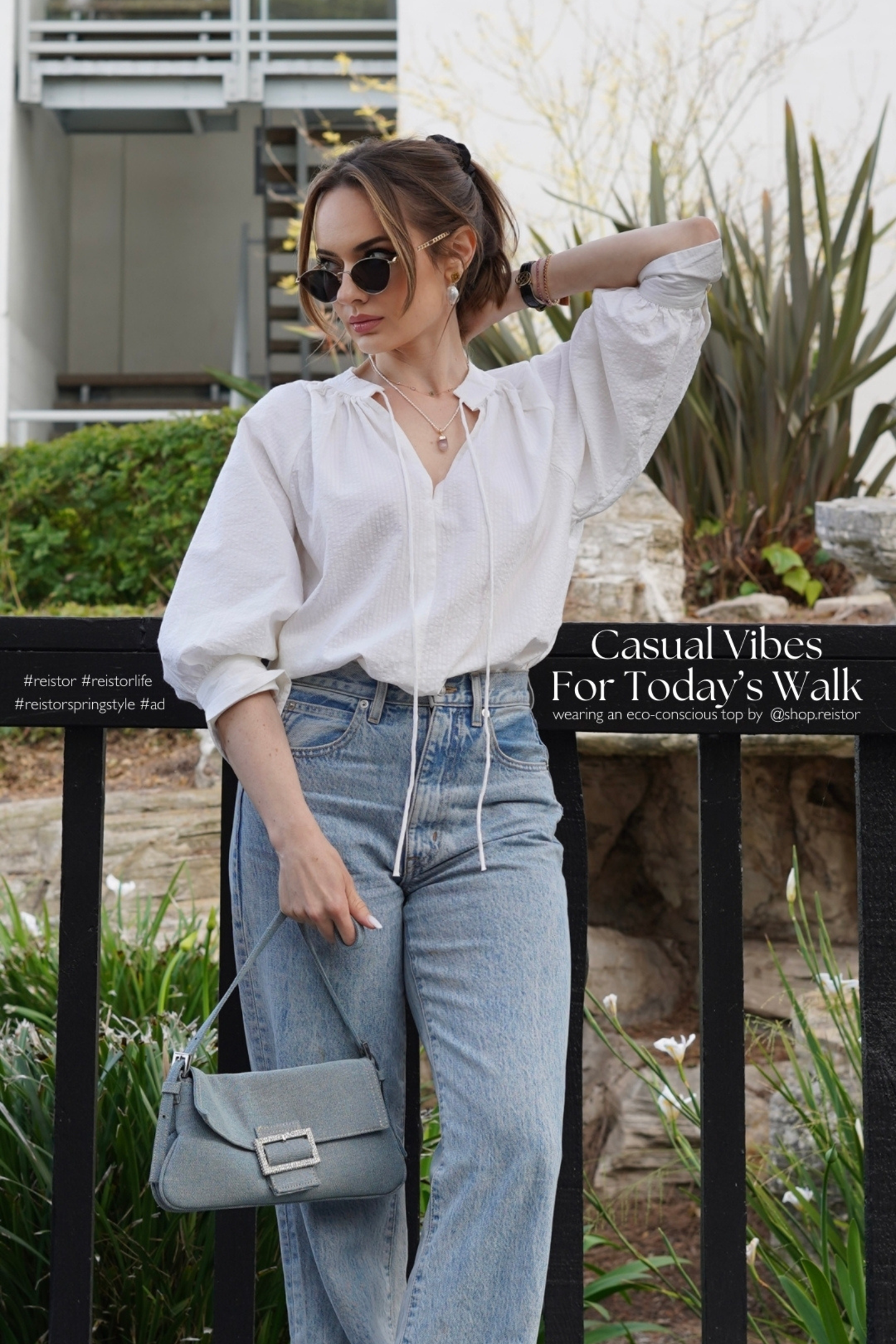 Reistor Relaxed Fit Top with Front-tie in Cream