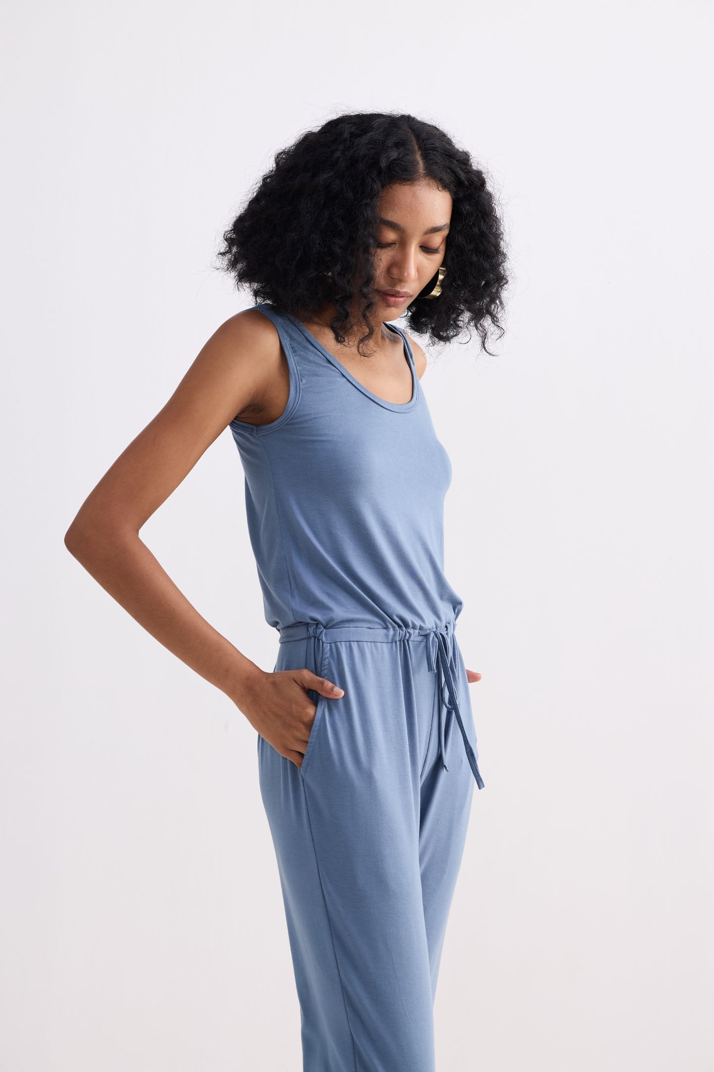 Reistor Relaxed Drawstring Jumpsuit in Blue