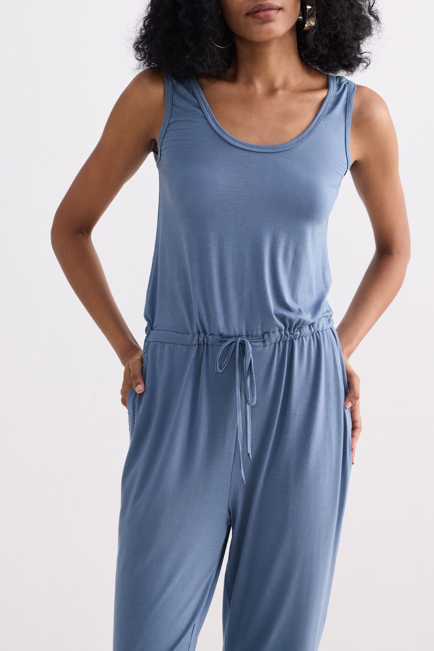 Reistor Relaxed Drawstring Jumpsuit in Blue
