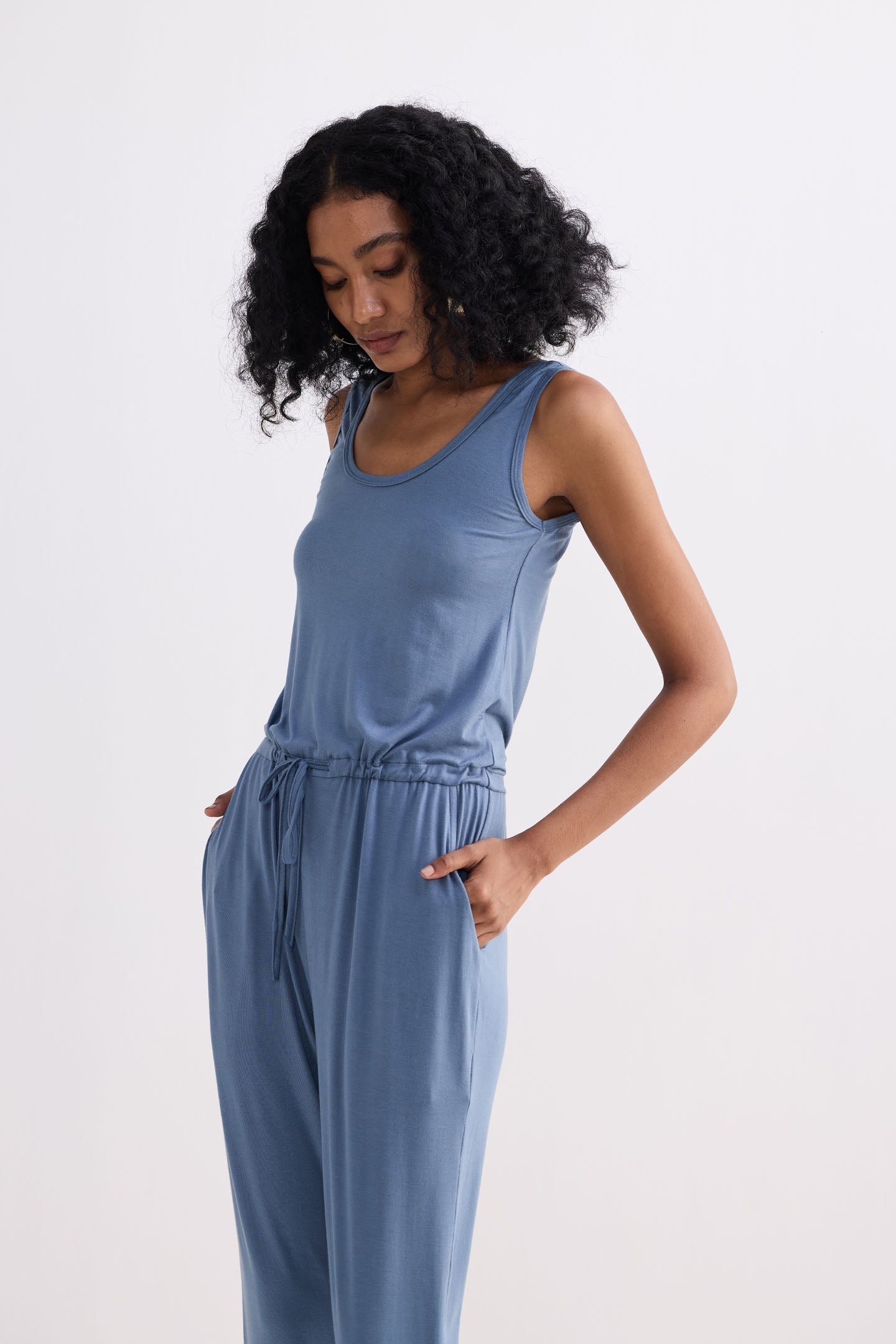 Reistor Relaxed Drawstring Jumpsuit in Blue