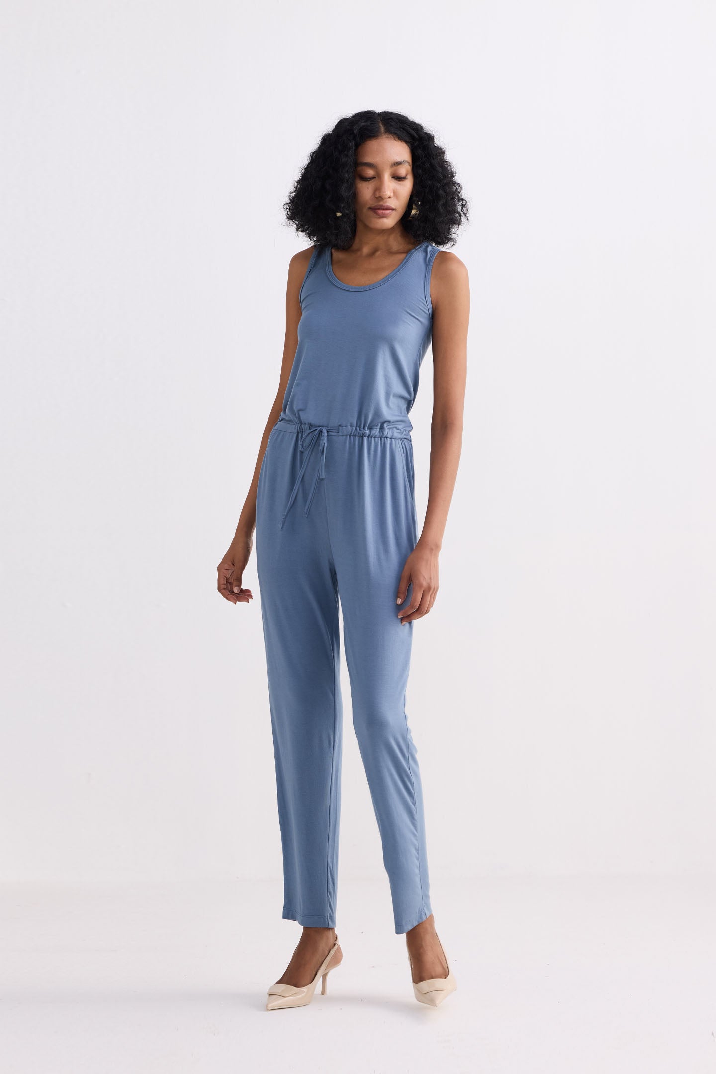 Reistor Relaxed Drawstring Jumpsuit in Blue