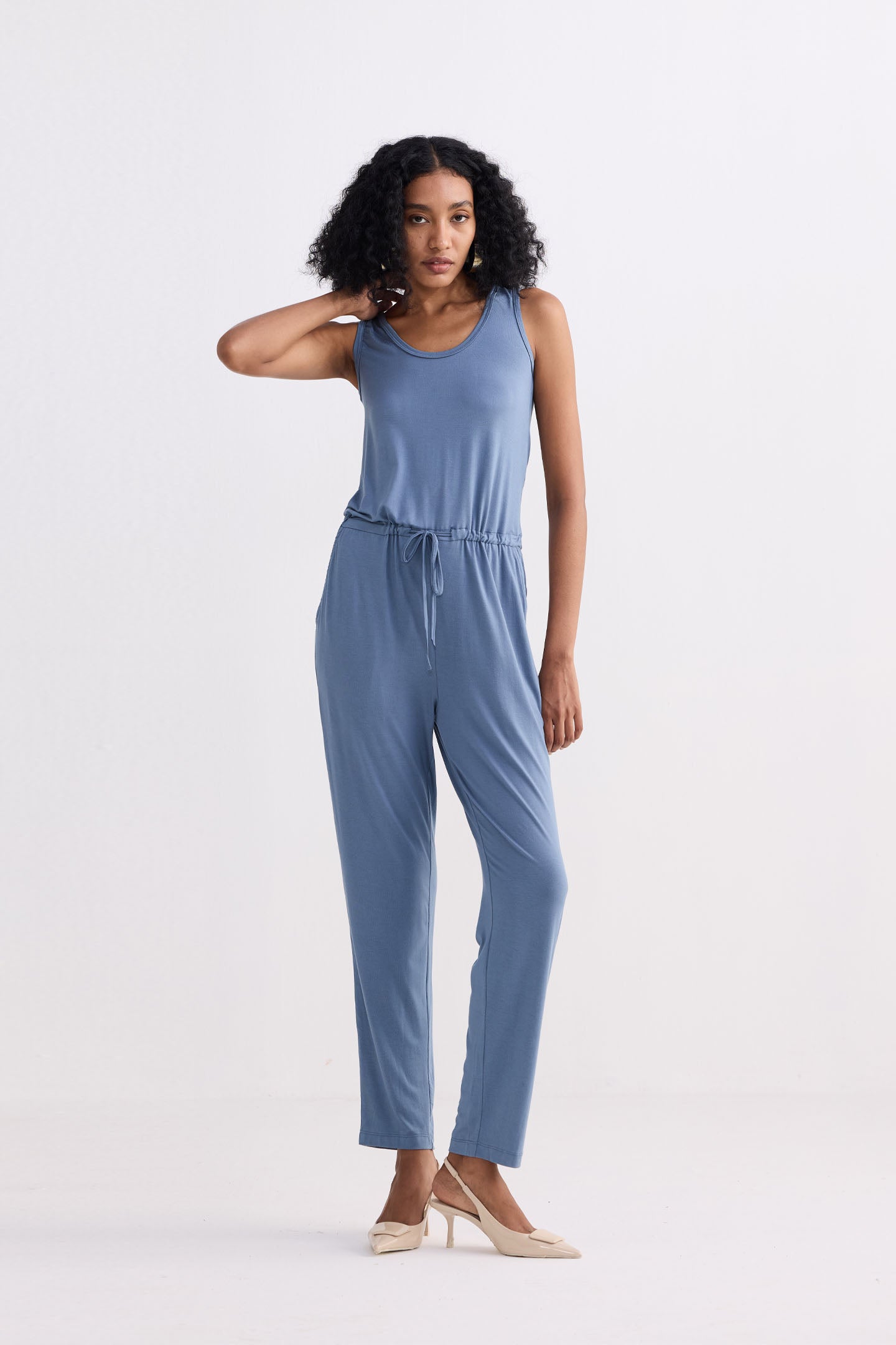 Reistor Relaxed Drawstring Jumpsuit in Blue