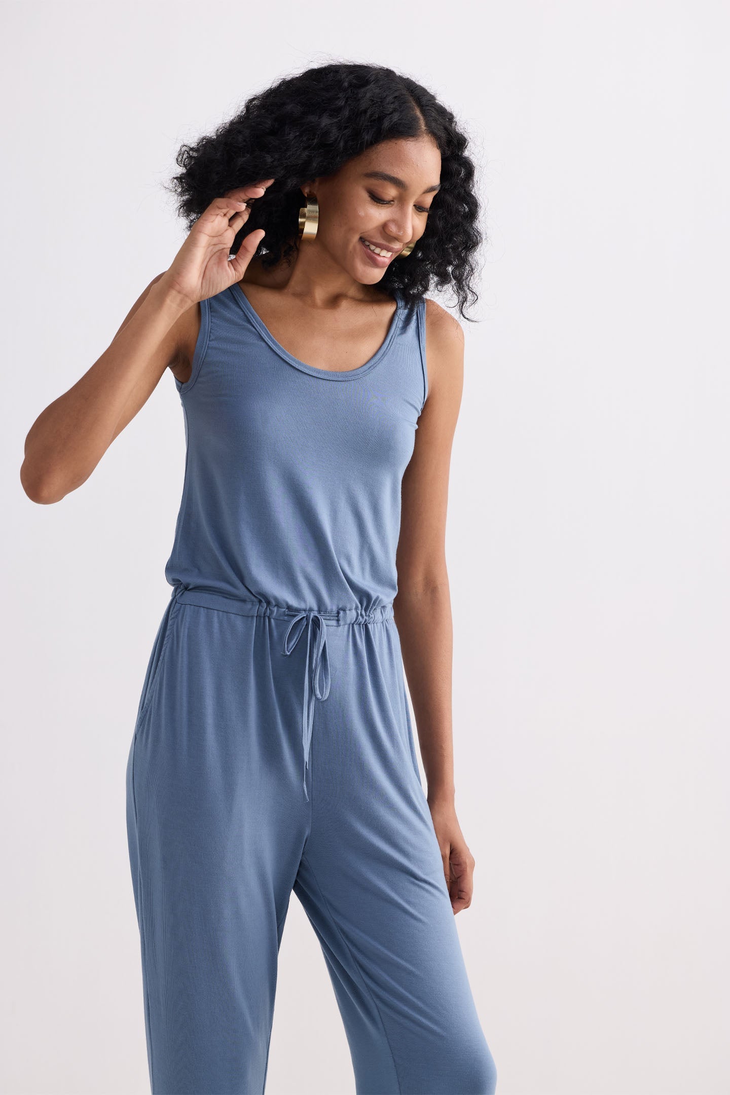 Reistor Relaxed Drawstring Jumpsuit in Blue