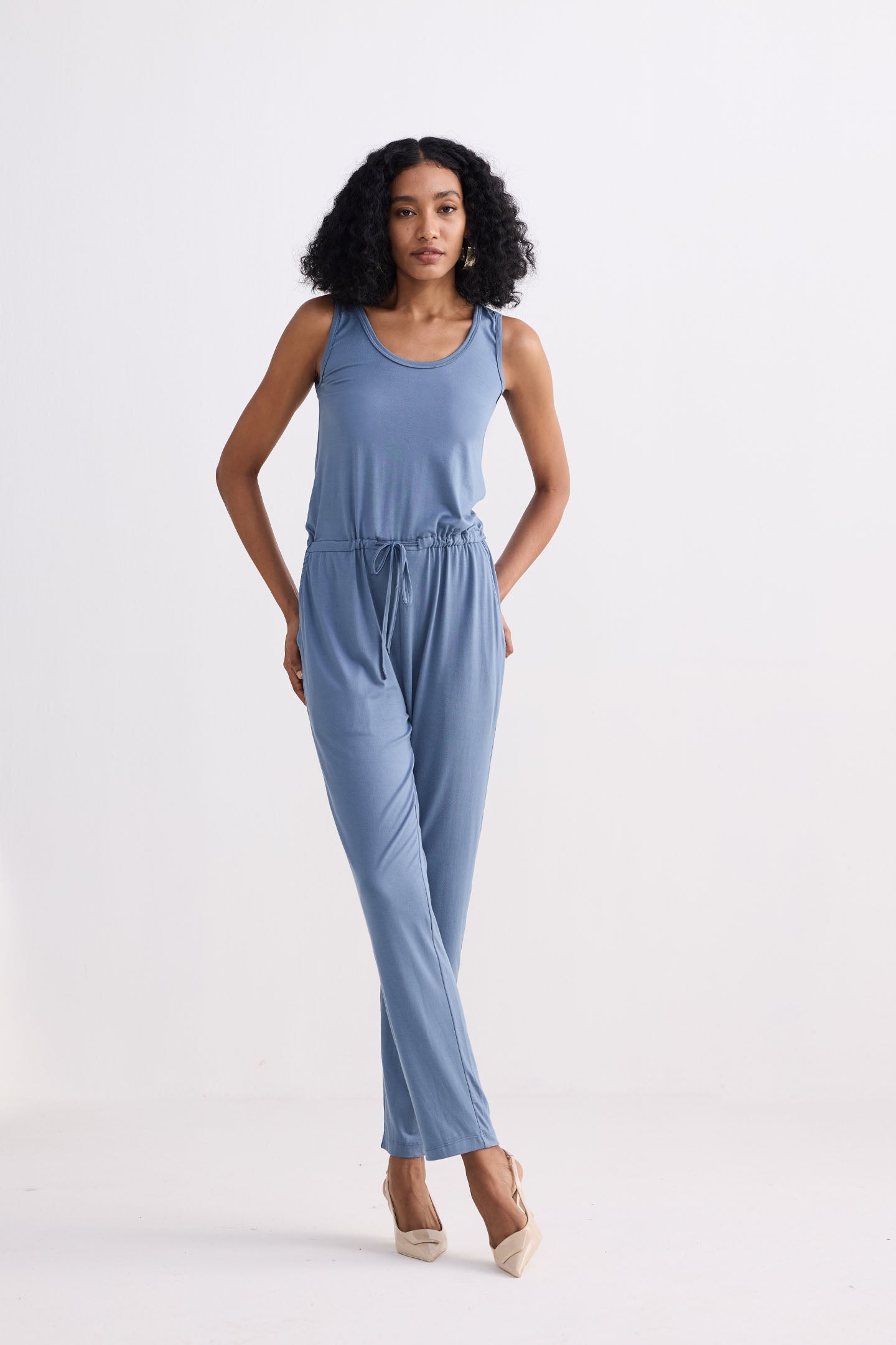 Reistor Relaxed Drawstring Jumpsuit in Blue