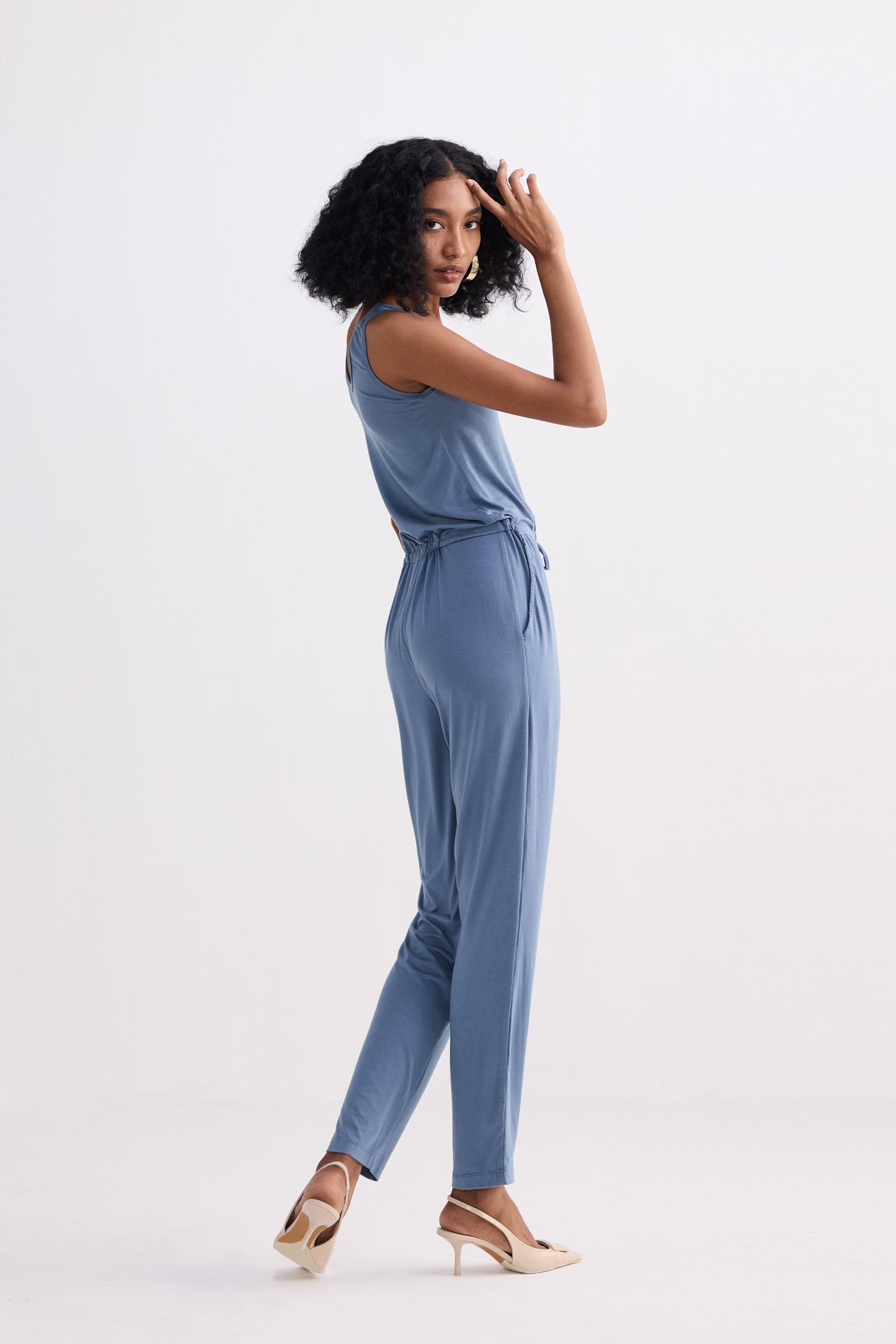 Reistor Relaxed Drawstring Jumpsuit in Blue