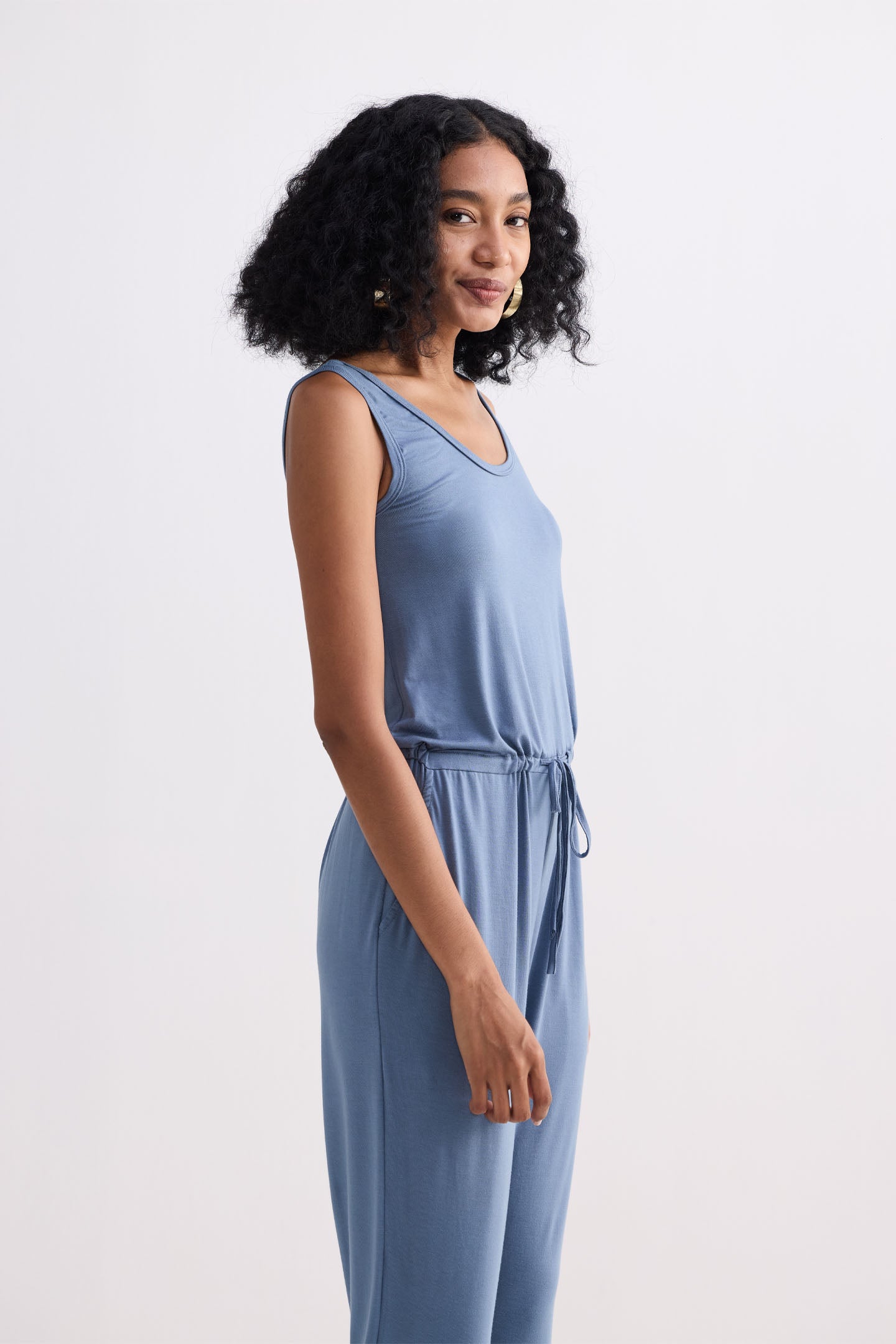 Reistor Relaxed Drawstring Jumpsuit in Blue