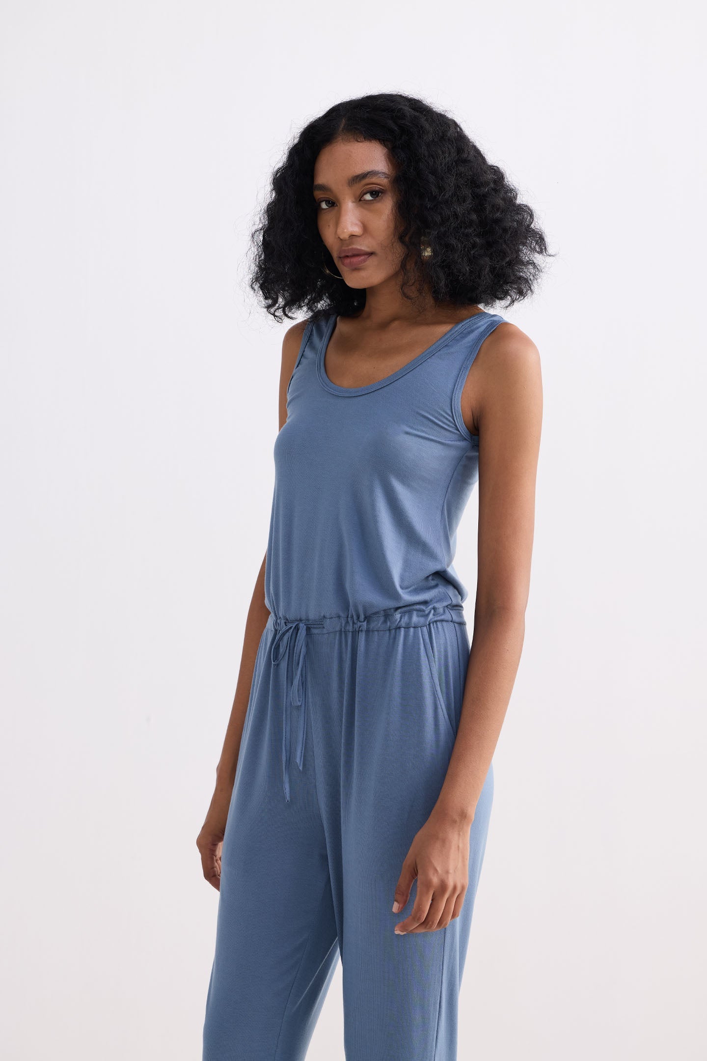 Reistor Relaxed Drawstring Jumpsuit in Blue