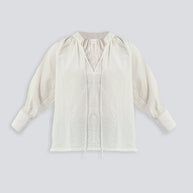 Reistor Relaxed Fit Top with Front-tie in Cream