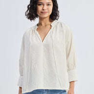 Reistor Relaxed Fit Top with Front-tie in Cream