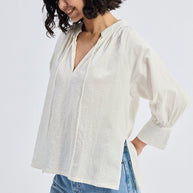 Reistor Relaxed Fit Top with Front-tie in Cream