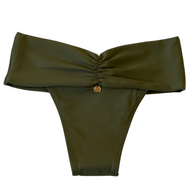 Gianine ROBERTA OLIVE GREEN Ruched Brazilian Bikini Bottoms