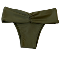 Gianine ROBERTA OLIVE GREEN Ruched Brazilian Bikini Bottoms