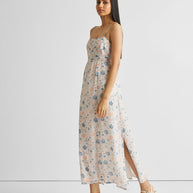 Reistor Ruched Floral Strappy Maxi Dress