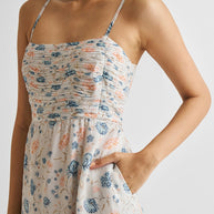 Reistor Ruched Floral Strappy Maxi Dress