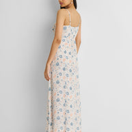 Reistor Ruched Floral Strappy Maxi Dress