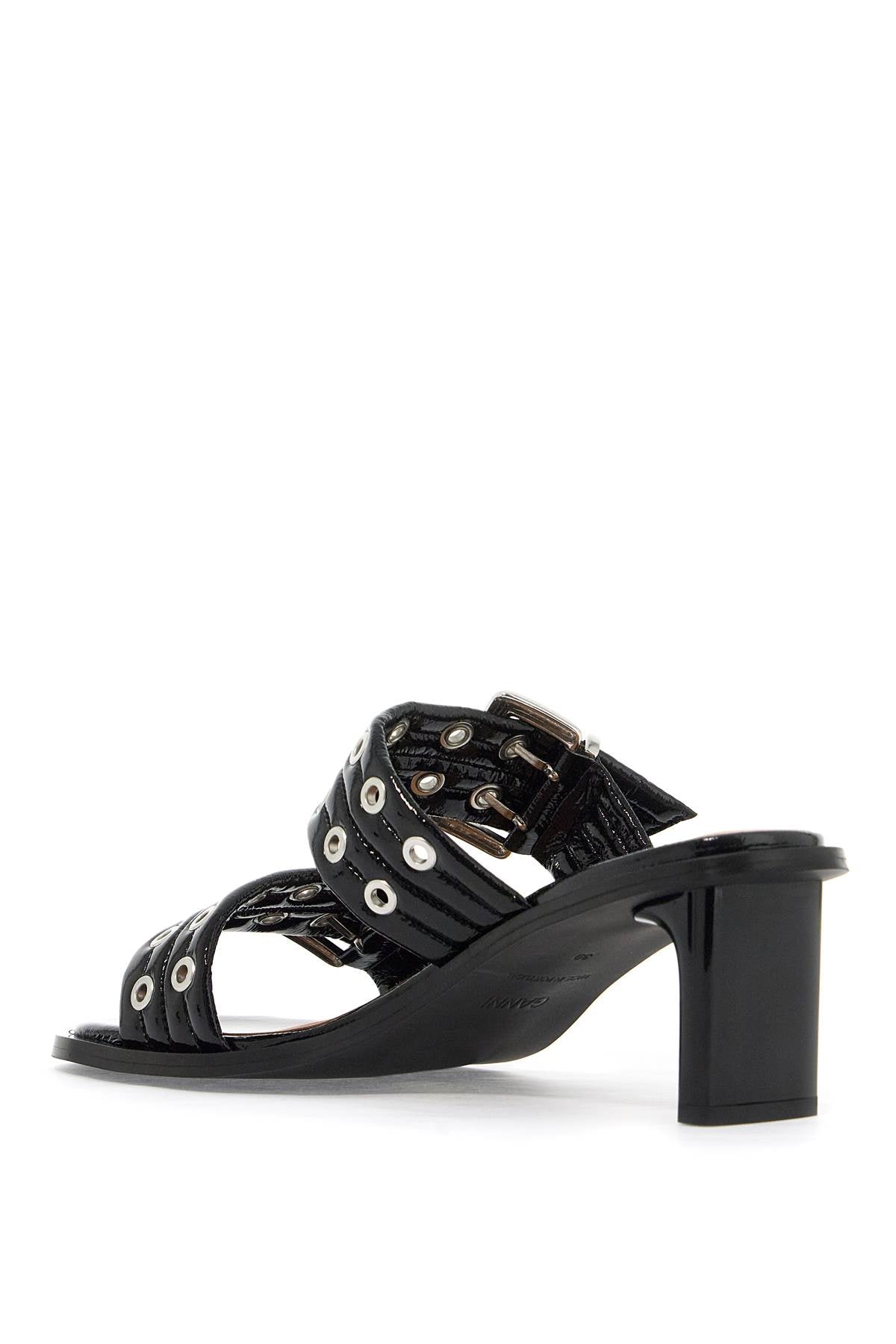 Ganni Patent Leather Buckle Mules