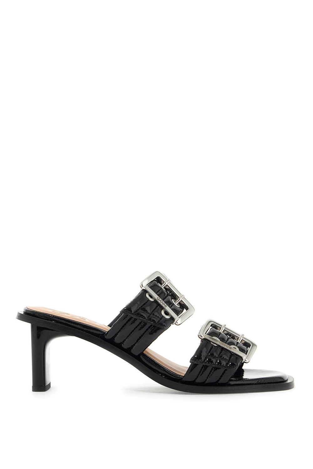 Ganni Patent Leather Buckle Mules