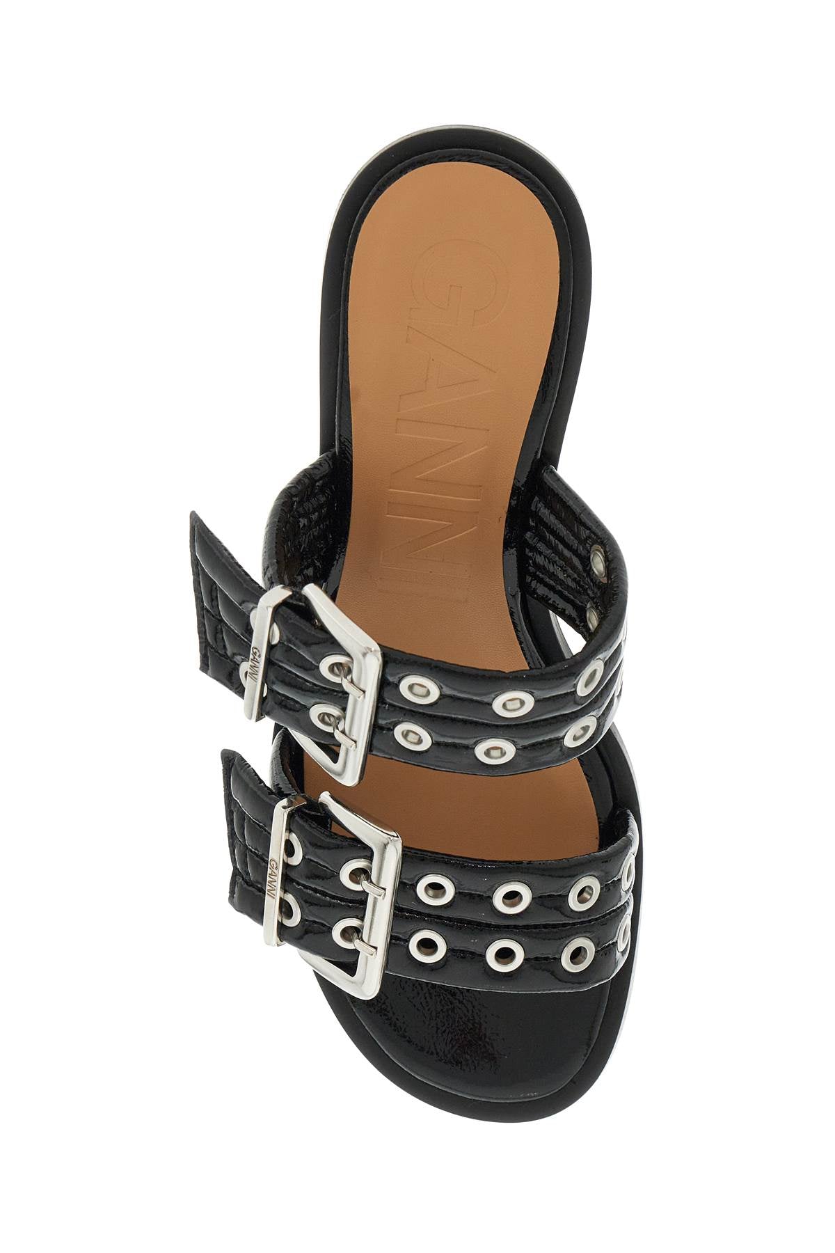 Ganni Patent Leather Buckle Mules