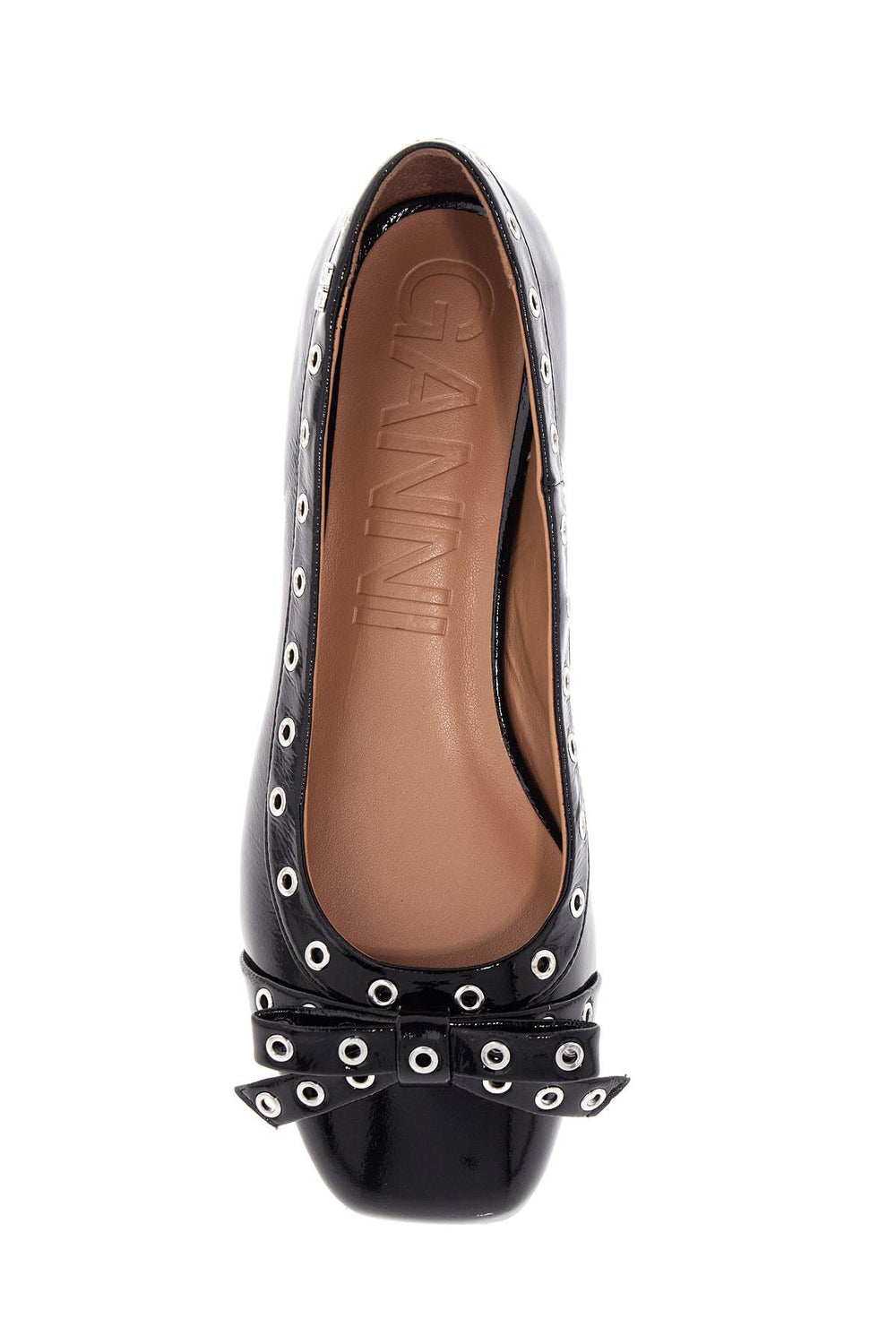 Ganni Eyelet Bow Ballet Flats